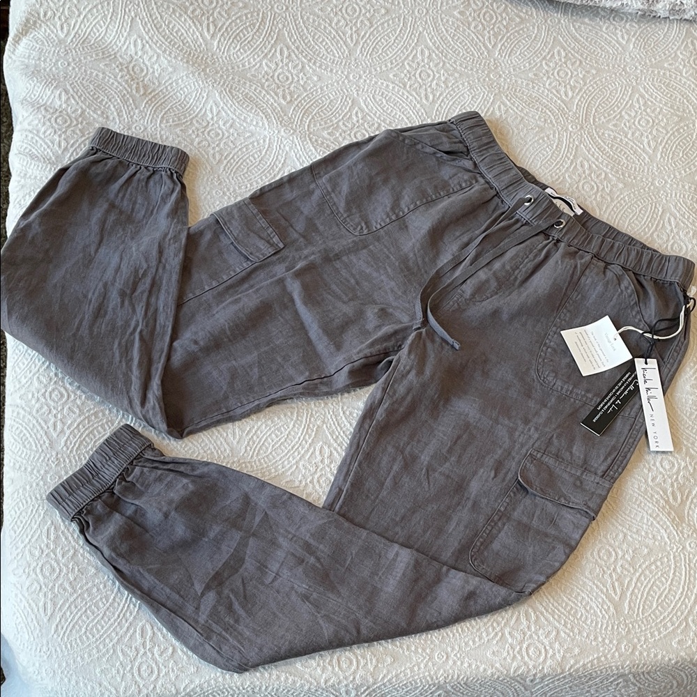 Nicole Miller Charcoal linen Cargo Pants